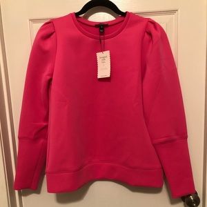 Stella & Dot Hot Pink Poofy Sleeve Sweatshirt